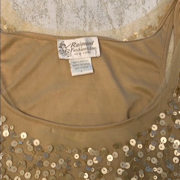 Gold tan sequin sheer lined tank - Picture 3 of 7